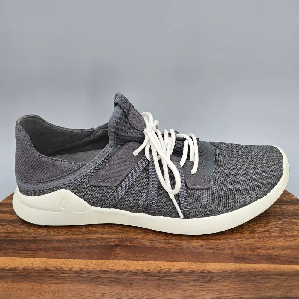 Olukai Holo Shoes Mens 11.5 Gray Convertible Lace Up Casual Athletic Sneakers